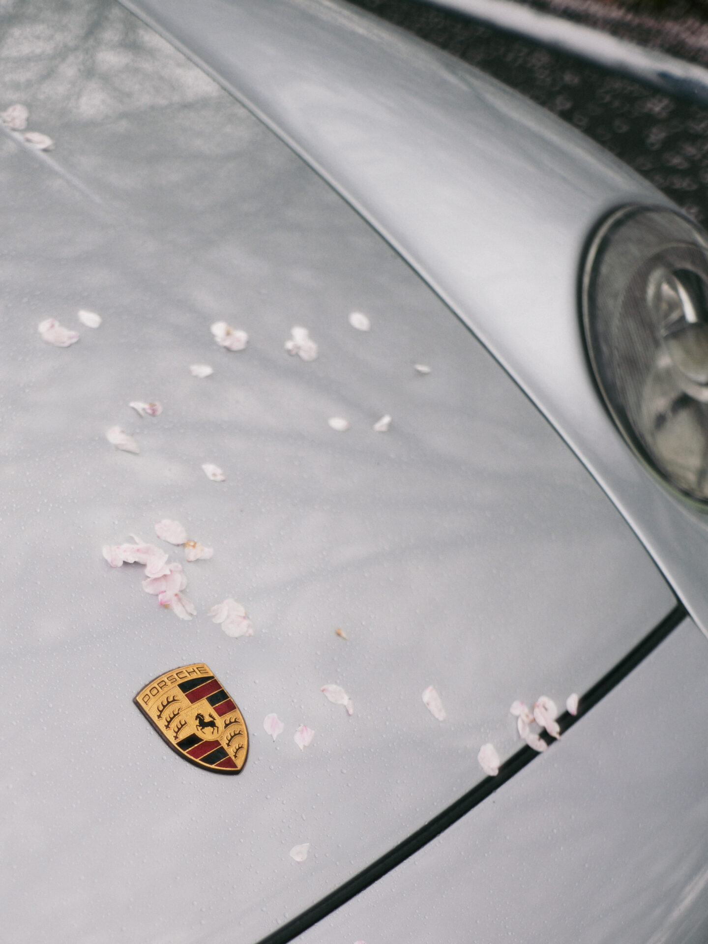ポルシェ993カレラRSのエンブレムと花びら